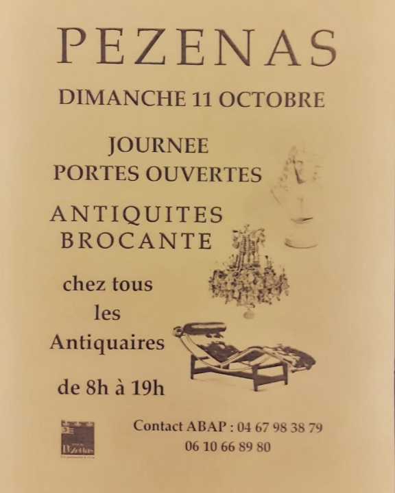 En raison de l'annulation du Grand déballage, journée portes ouvertes chez tous les antiquaires de Pézenas le dimanche 11 octobre 2020