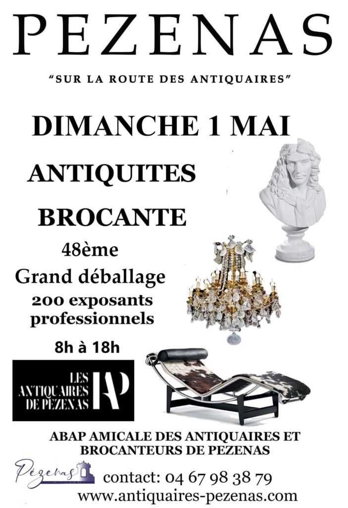 Les brocanteurs et antiquaires de Pézenas (Hérault) organisent leur grand déballage de printemps le dimanche 1er mai 2022