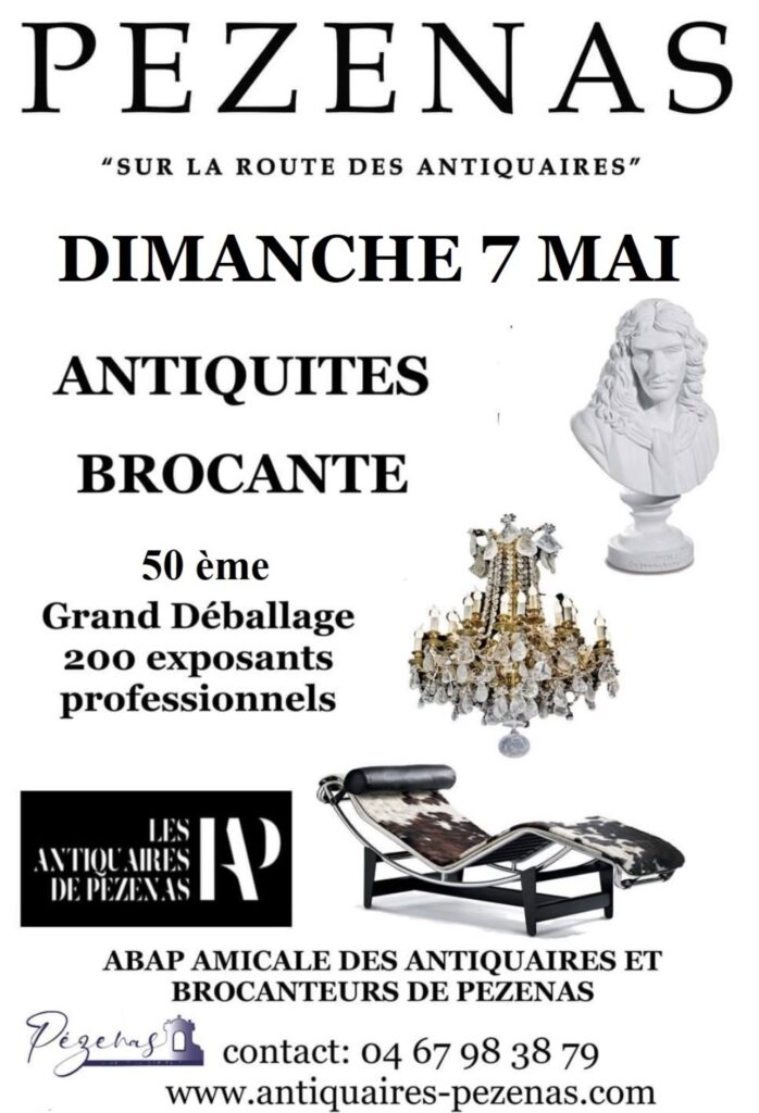 Les brocanteurs et antiquaires de Pézenas (Hérault) organisent leur grand déballage de printemps le dimanche 7 mai 2023